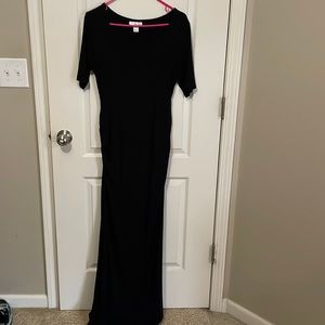 Motherhood Maternity ScoopNeck Short Sleeve Maxi Dress Black Medium